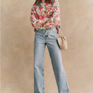 Sezane Floral Cardigan - Pink and Green